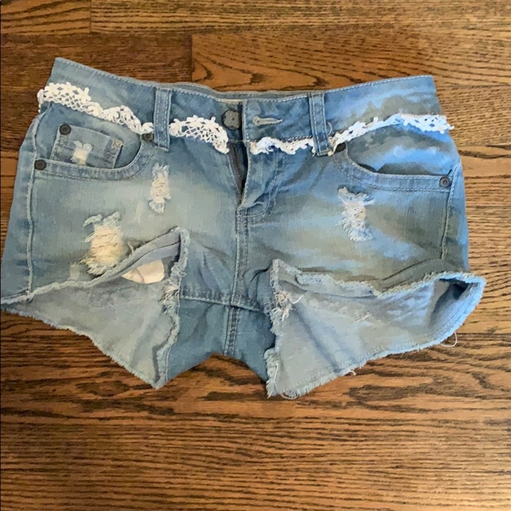 Jean Shorts with Lace Accent